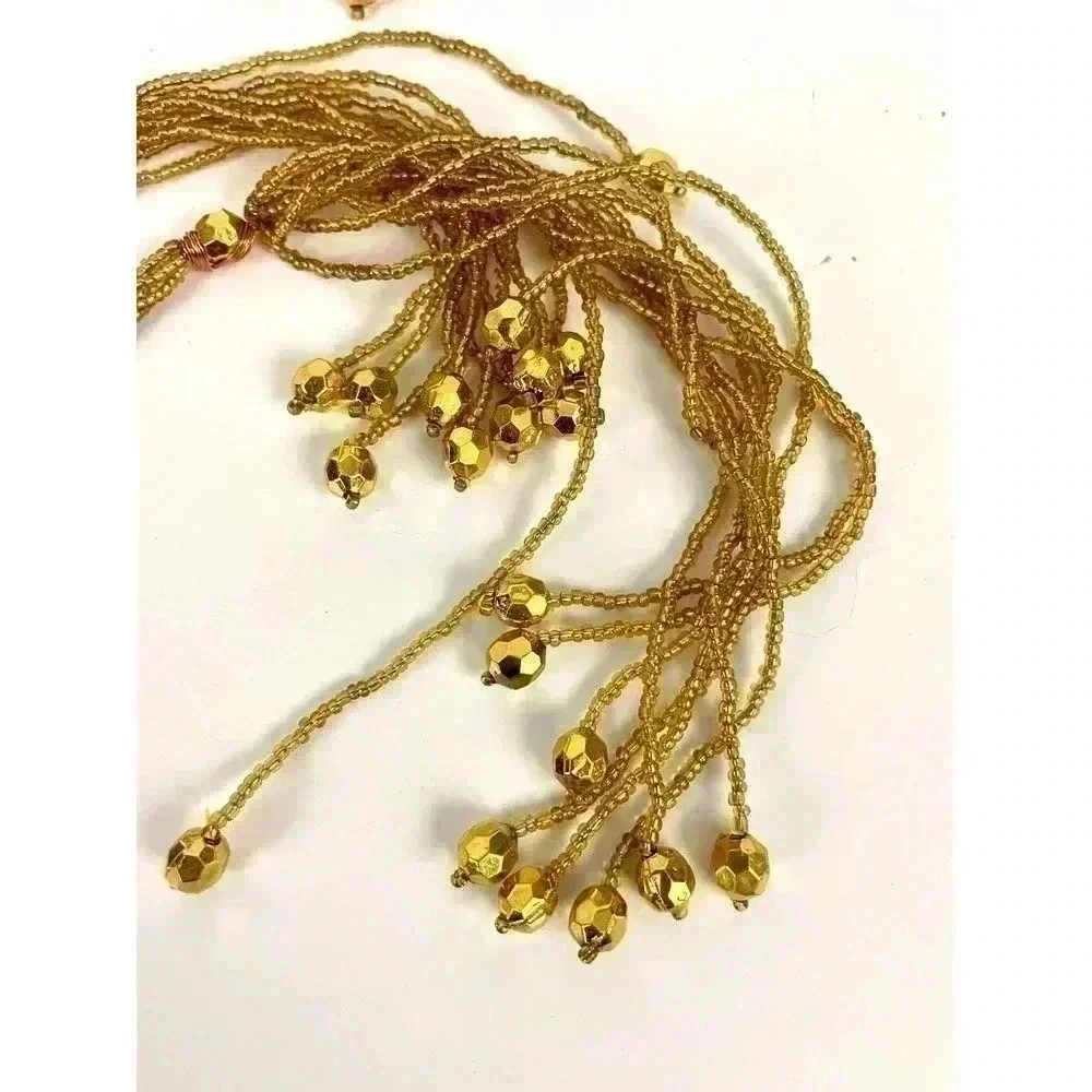 VTG Golden Yellow Mini Seed Bead Tassels - 2 Pc 60